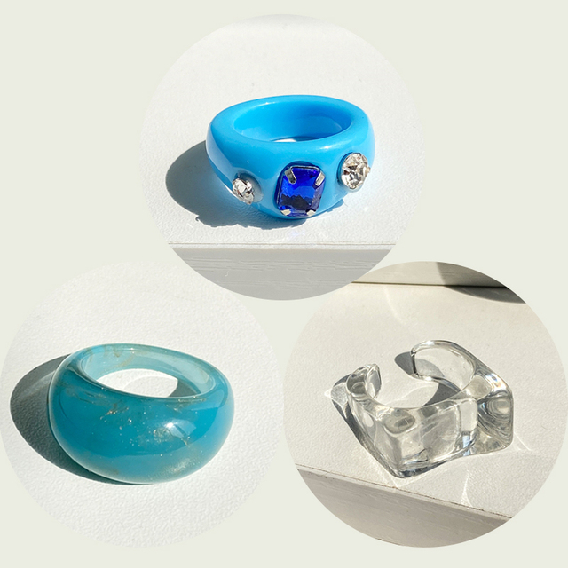 17KM Zestaw 3 koreańskich pierścieni geometrycznych z przezroczystą żywicą akrylową dla modnych kobiet - biżuteria z kryształem 2021 - Wianko - 25