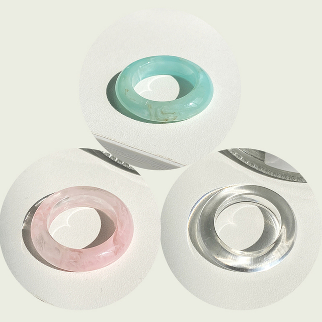 17KM Zestaw 3 koreańskich pierścieni geometrycznych z przezroczystą żywicą akrylową dla modnych kobiet - biżuteria z kryształem 2021 - Wianko - 22