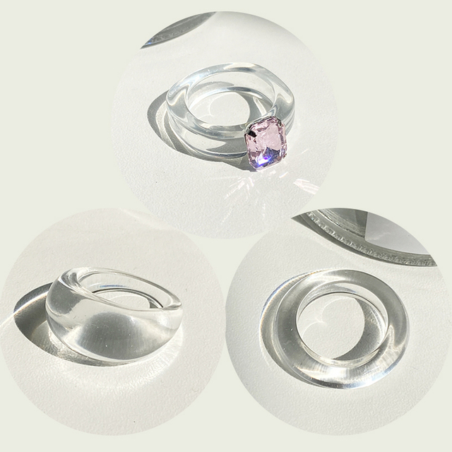 17KM Zestaw 3 koreańskich pierścieni geometrycznych z przezroczystą żywicą akrylową dla modnych kobiet - biżuteria z kryształem 2021 - Wianko - 37