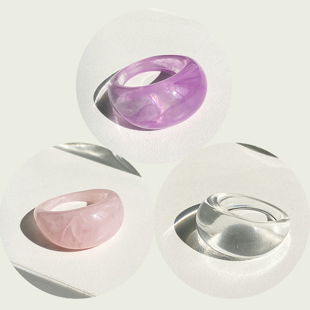 17KM Zestaw 3 koreańskich pierścieni geometrycznych z przezroczystą żywicą akrylową dla modnych kobiet - biżuteria z kryształem 2021 - Wianko - 20
