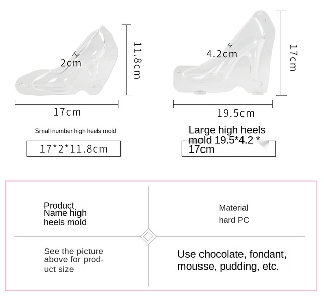 Foremka na mini buty na obcasie 3D - forma plastikowa do cukierków i pasty cukrowej do walentynkowego tortu i czekoladowej dekoracji - Wianko - 3