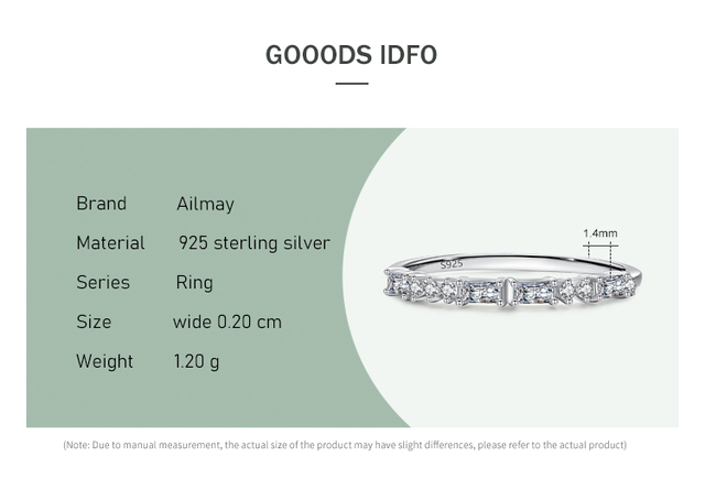 Pierścionek wyjątkowy Ailmay w nowoczesnym stylu, wykonany z 925 srebra z olśniewającym prostokątnym kamieniem CZ, idealny dla eleganckich kobiet - Wianko - 6