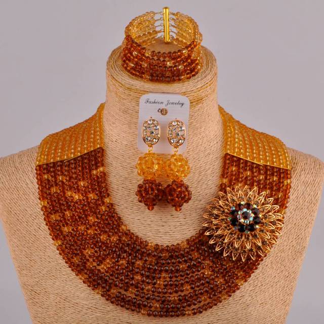 Zestaw biżuterii ślubnej z koralików afrykańskich w kolorze pomarańczowym, pochodzących z Nigerii - Wianko - 72