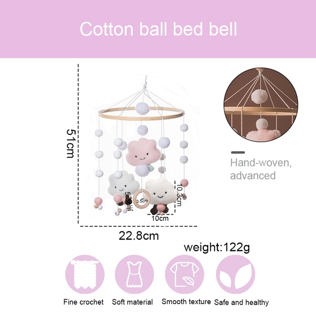 Zestaw drewniany do łóżeczka dla noworodka z wieszakiem, ramą dzwonków i mobilnym łóżeczkiem - zabawka DIY dla dzieci (0-12 miesięcy) - Wianko - 15