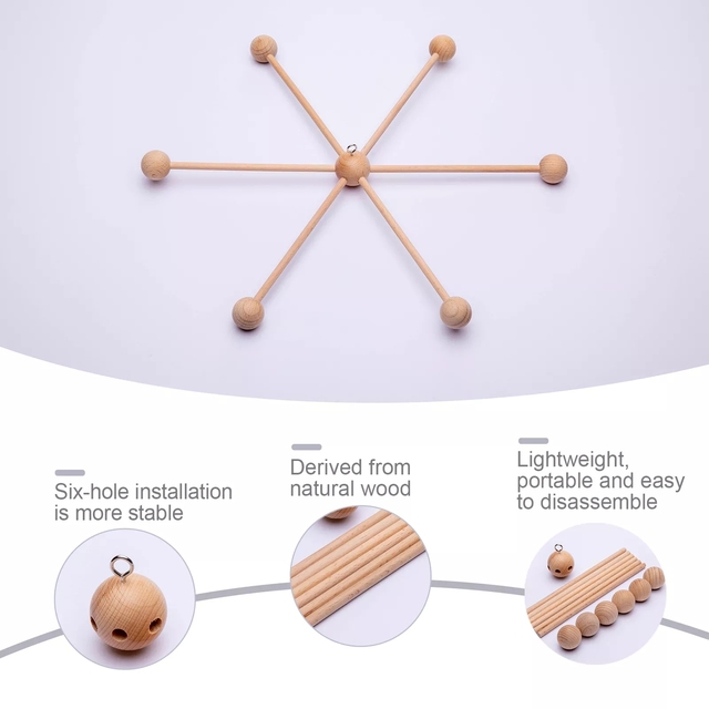 Zestaw drewniany do łóżeczka dla noworodka z wieszakiem, ramą dzwonków i mobilnym łóżeczkiem - zabawka DIY dla dzieci (0-12 miesięcy) - Wianko - 9