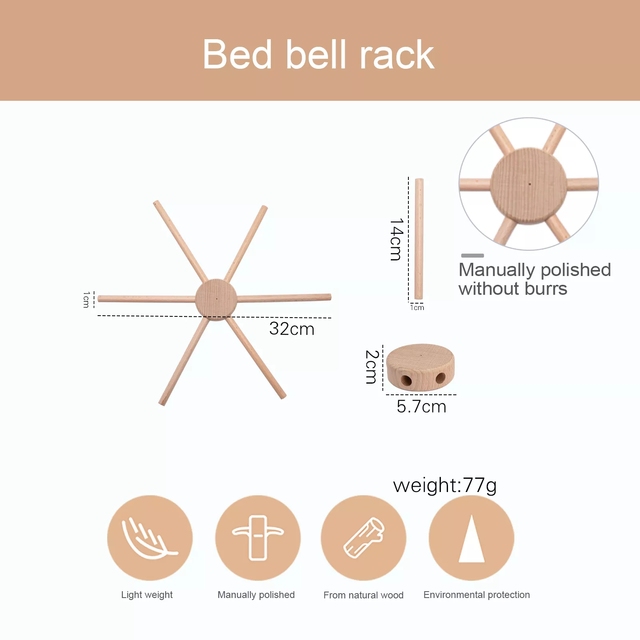 Zestaw drewniany do łóżeczka dla noworodka z wieszakiem, ramą dzwonków i mobilnym łóżeczkiem - zabawka DIY dla dzieci (0-12 miesięcy) - Wianko - 7