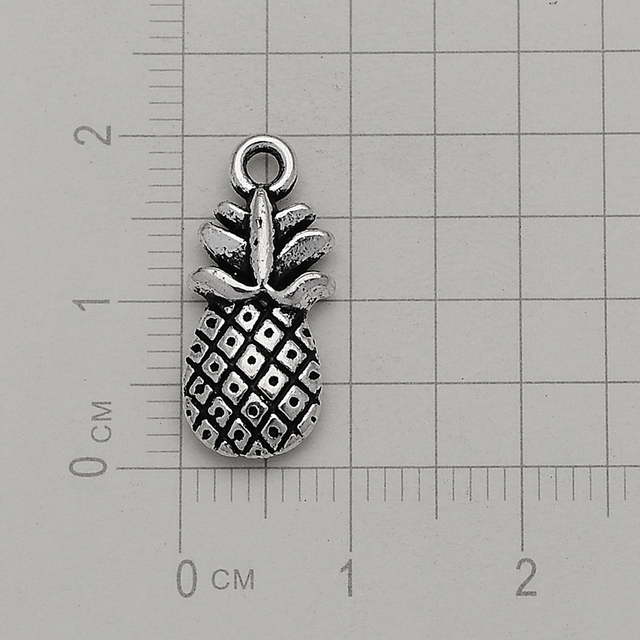 Wisiorki ananas Charms owoce tropikalne 9x20mm, antyczne posrebrzone, 12 sztuk/partii, do Diy bransoletek - Wianko - 2