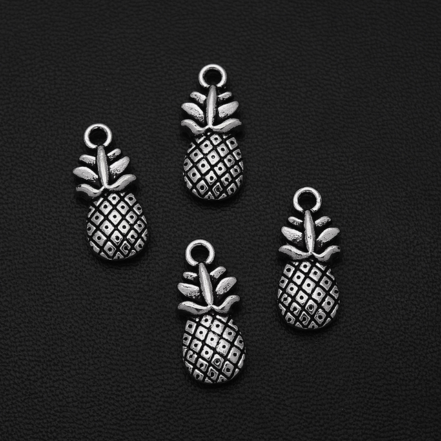 Wisiorki ananas Charms owoce tropikalne 9x20mm, antyczne posrebrzone, 12 sztuk/partii, do Diy bransoletek - Wianko - 1