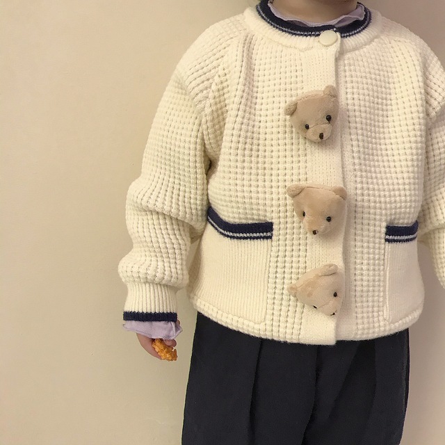 Dziecięcy sweter jesienno-zimowy dla chłopców i dziewczynek z luźnym, koreańskim fasonem - solidne, dzianinowe ubranie dziecięce z motywem niedźwiedzia - Wianko - 6
