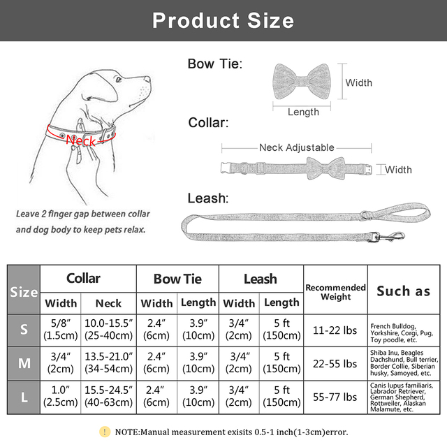 Dostosowany zestaw wysokiej jakości smyczy dla psa z personalizowaną obwódką w kształcie muchy oraz regulowanym obrożem - Wianko - 3