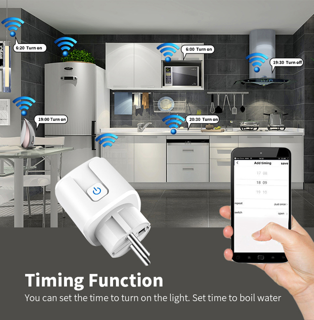 Gniazdko inteligentne z wtyczką Wi-Fi WENHIOT Tuya 16A - kontrola mocy głosowa, monitorowanie czasu, zdalne sterowanie - kompatybilne z Google Home i Alexa - Wianko - 5