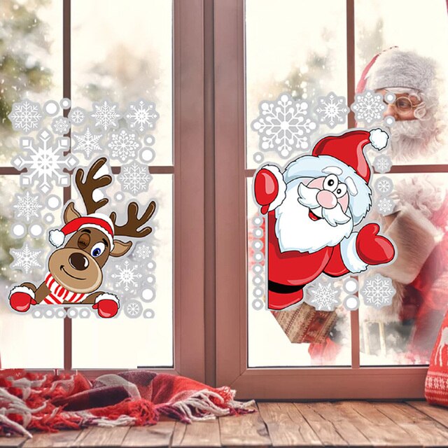 2 bożonarodzeniowe naklejki okienne pcv statyczne do dekoracji Świąt, wymienne - Home Office Kids School - Wianko - 5