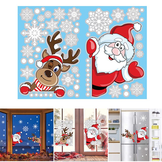 2 bożonarodzeniowe naklejki okienne pcv statyczne do dekoracji Świąt, wymienne - Home Office Kids School - Wianko - 2