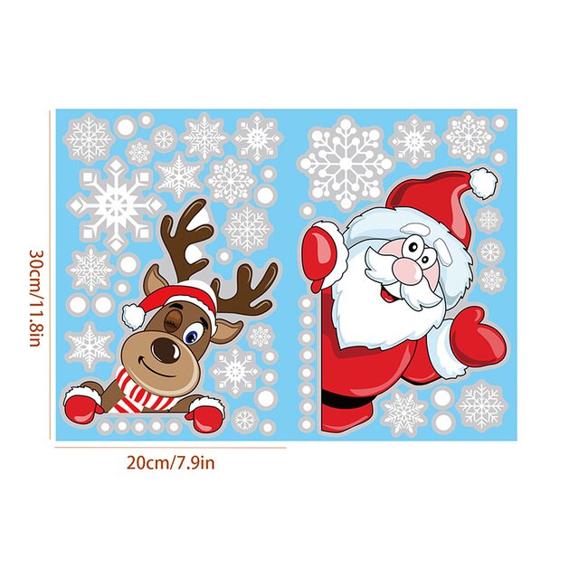 2 bożonarodzeniowe naklejki okienne pcv statyczne do dekoracji Świąt, wymienne - Home Office Kids School - Wianko - 8