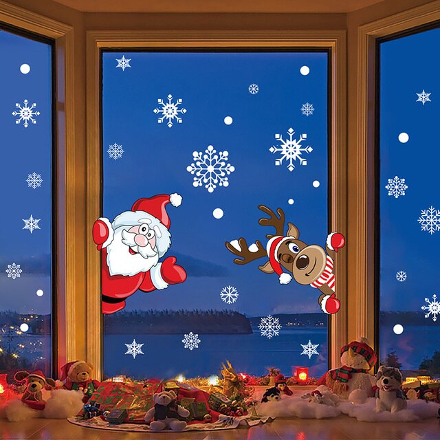 2 bożonarodzeniowe naklejki okienne pcv statyczne do dekoracji Świąt, wymienne - Home Office Kids School - Wianko - 6