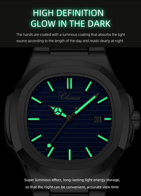 Mężczyźni zegarek kwarcowy CHENXI 2021 biznesowy, luksusowa marka, stal nierdzewna, wodoodporny, luminoforowy - Wianko - 9