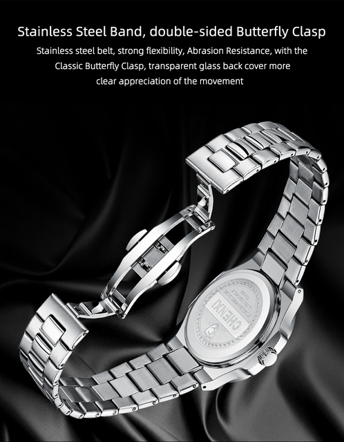 Mężczyźni zegarek kwarcowy CHENXI 2021 biznesowy, luksusowa marka, stal nierdzewna, wodoodporny, luminoforowy - Wianko - 7