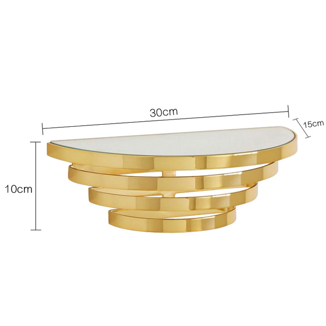 Metalowa półka ścienna w stylu skandynawskim - złoty stojak do przechowywania z szklanym lustrem dla sypialni i salonu - Wianko - 12