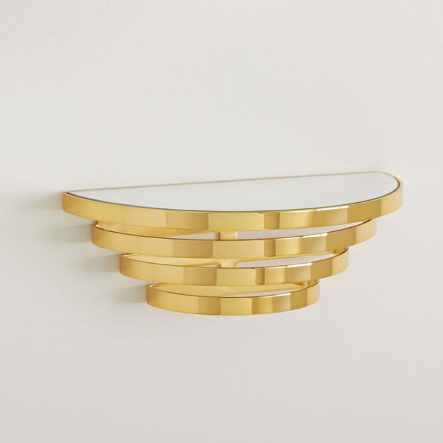 Metalowa półka ścienna w stylu skandynawskim - złoty stojak do przechowywania z szklanym lustrem dla sypialni i salonu - Wianko - 6