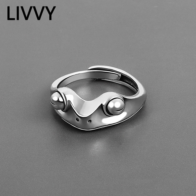 Pierścień LIVVY 2021 w kolorze srebrnym o europejskim stylu, wyrazisty klasyk z retro falą - Wianko - 1