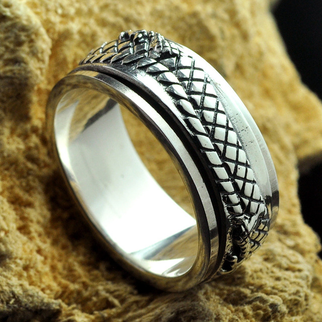 Pierścień męski z prawdziwego srebra 925 w stylu retro z motywem smoka - Wianko - 2