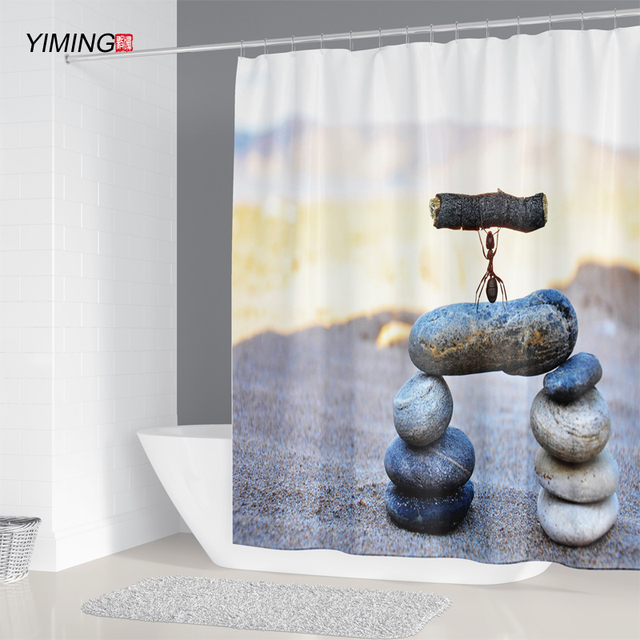 Zasłona prysznicowa z nadrukiem pleśni YIMING zmywalna 3D 240x180cm z hakiem dekoracyjnym - Wianko - 5