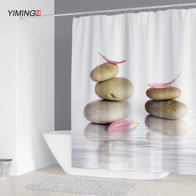Zasłona prysznicowa z nadrukiem pleśni YIMING zmywalna 3D 240x180cm z hakiem dekoracyjnym - Wianko - 4