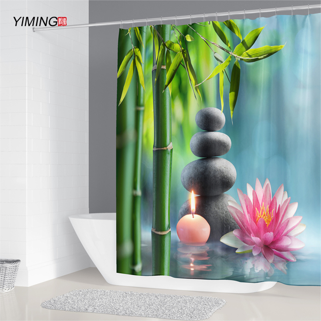 Zasłona prysznicowa z nadrukiem pleśni YIMING zmywalna 3D 240x180cm z hakiem dekoracyjnym - Wianko - 12