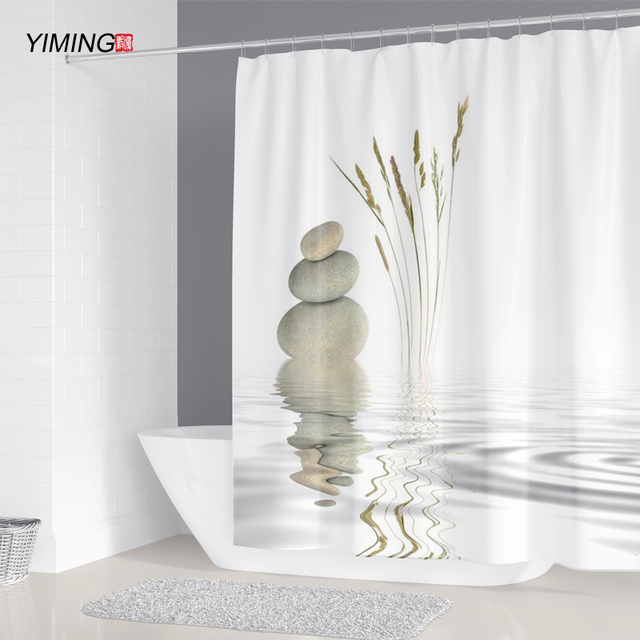 Zasłona prysznicowa z nadrukiem pleśni YIMING zmywalna 3D 240x180cm z hakiem dekoracyjnym - Wianko - 3