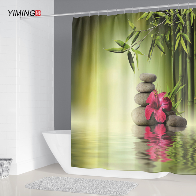 Zasłona prysznicowa z nadrukiem pleśni YIMING zmywalna 3D 240x180cm z hakiem dekoracyjnym - Wianko - 11