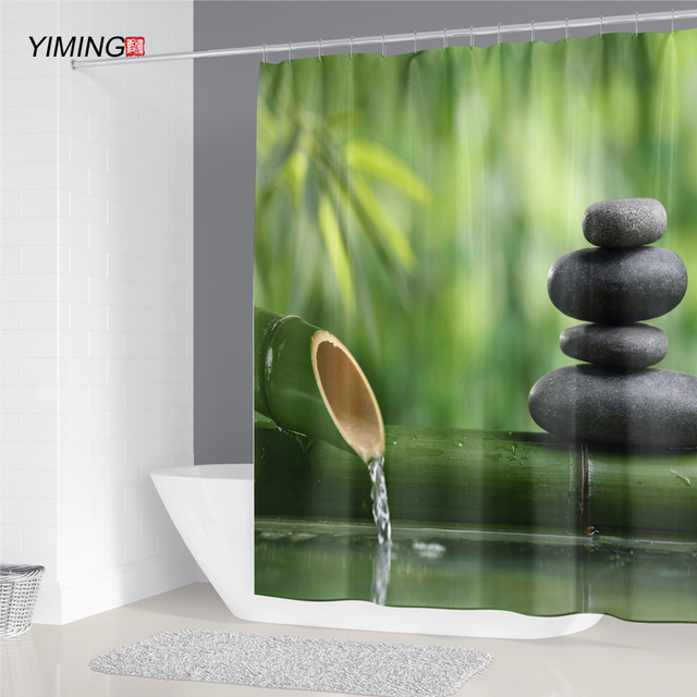 Zasłona prysznicowa z nadrukiem pleśni YIMING zmywalna 3D 240x180cm z hakiem dekoracyjnym - Wianko - 10