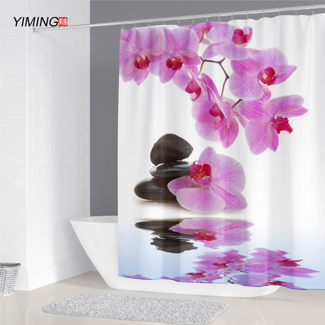 Zasłona prysznicowa z nadrukiem pleśni YIMING zmywalna 3D 240x180cm z hakiem dekoracyjnym - Wianko - 8