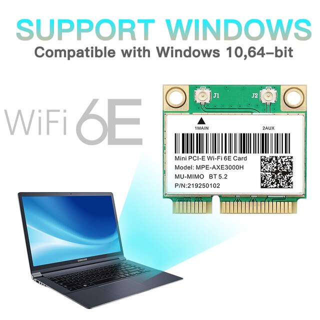 Karta sieciowa bezprzewodowa tri-band Wifi 6E AX210 Mini PCIE 802.11ax/ac z Bluetooth 5.2 i MU-MIMO (5374 mb/s) - Wianko - 4