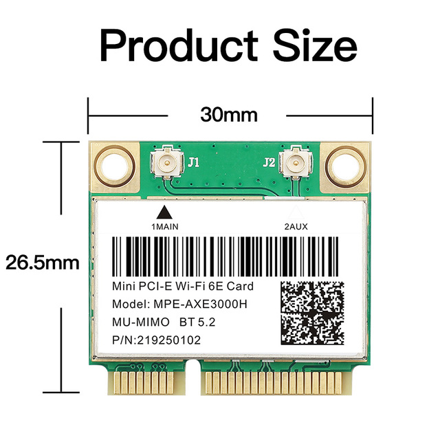 Karta sieciowa bezprzewodowa tri-band Wifi 6E AX210 Mini PCIE 802.11ax/ac z Bluetooth 5.2 i MU-MIMO (5374 mb/s) - Wianko - 6