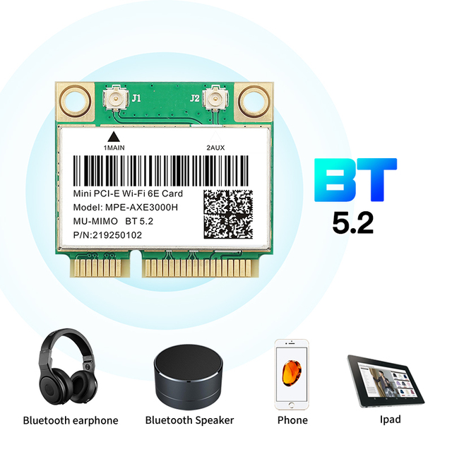 Karta sieciowa bezprzewodowa tri-band Wifi 6E AX210 Mini PCIE 802.11ax/ac z Bluetooth 5.2 i MU-MIMO (5374 mb/s) - Wianko - 5