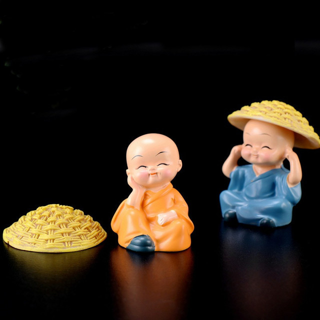 Figurka buddyjskiego mnicha w formie żywicznej - 4 sztuki w partiach, wielkość Kung Fu, idealne do dekoracji domu i biura - Wianko - 4