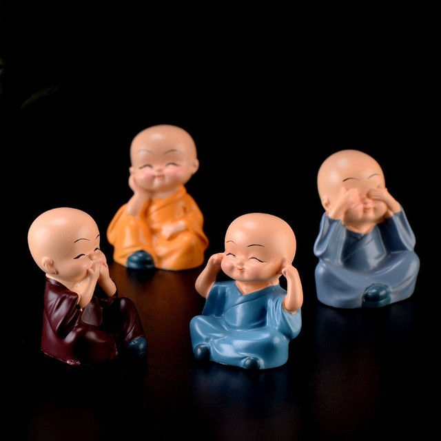 Figurka buddyjskiego mnicha w formie żywicznej - 4 sztuki w partiach, wielkość Kung Fu, idealne do dekoracji domu i biura - Wianko - 5
