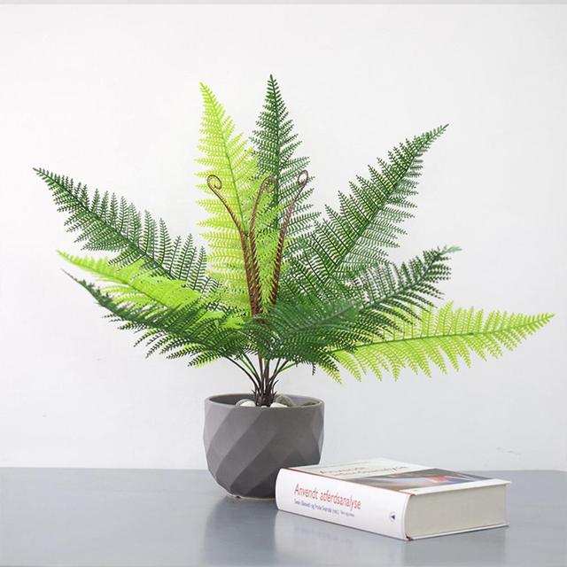 Sztuczna roślina paproć wysokiej jakości zielona dekoracja do sypialni i ślubna - Wianko - 7