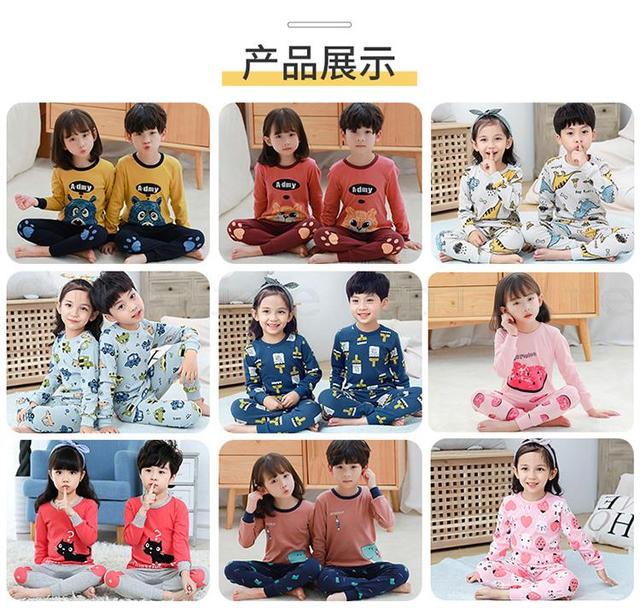 Zestaw piżam dla dużego chłopca i dziewczynki w wieku 3-13 lat z długimi rękawami, wykonanych z bawełny w wzory zwierząt - Wianko - 18