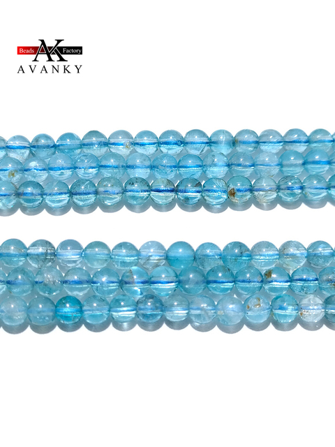 Koraliki naturalne kamienie szlachetne apatyt anioł okrągłe niebieskie 3A 15 cali, rozmiar 3-5MM - Wianko - 5