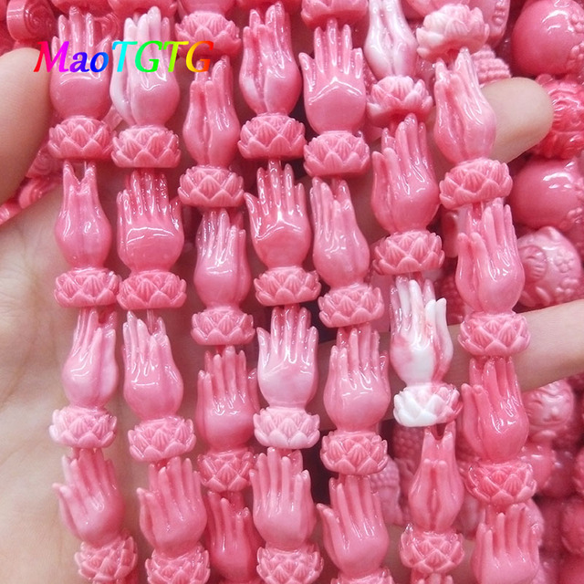 Ręcznie kształtowane koraliki różowej bergamotki - 5 sztuk do tworzenia biżuterii - Wianko - 1