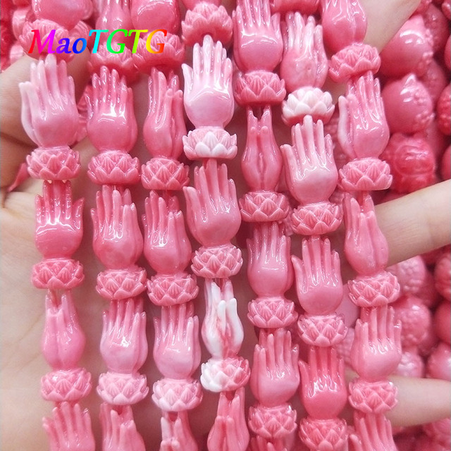 Ręcznie kształtowane koraliki różowej bergamotki - 5 sztuk do tworzenia biżuterii - Wianko - 2