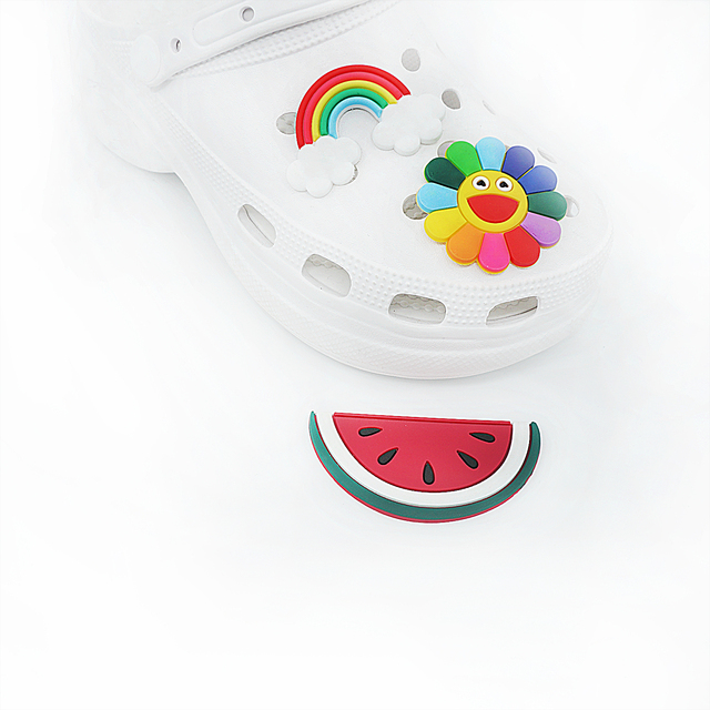 Duża dekoracja butów – Charms arbuzowe Rainbow, kwiatowe, dla dzieci – 1 szt - Wianko - 4