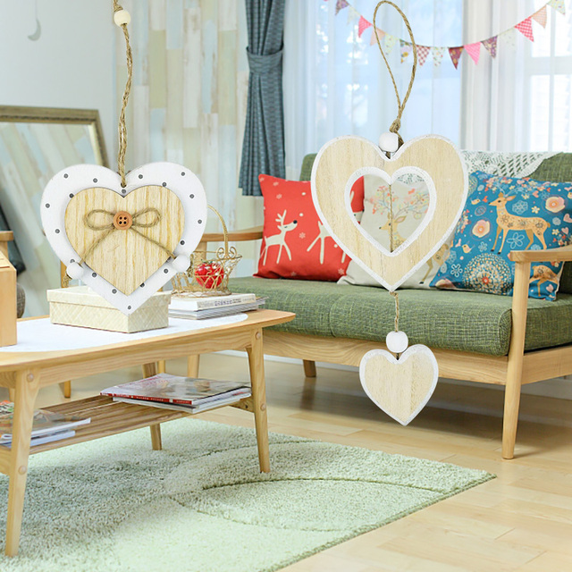 Wisiorek w kształcie drewnianego serca - dekoracja vintage na wesele, urodziny, imprezę walentynkową - Wianko - 4