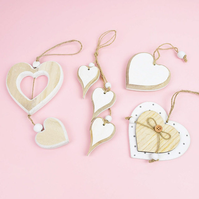 Wisiorek w kształcie drewnianego serca - dekoracja vintage na wesele, urodziny, imprezę walentynkową - Wianko - 5
