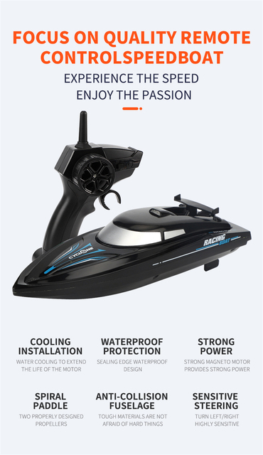 Nowa łódka RC 2.4 GHz, zdalnie sterowana, zabawka motorowa dla dzieci - szybki statek wyścigowy, z akumulatorami - prezent dla dzieci - Wianko - 8
