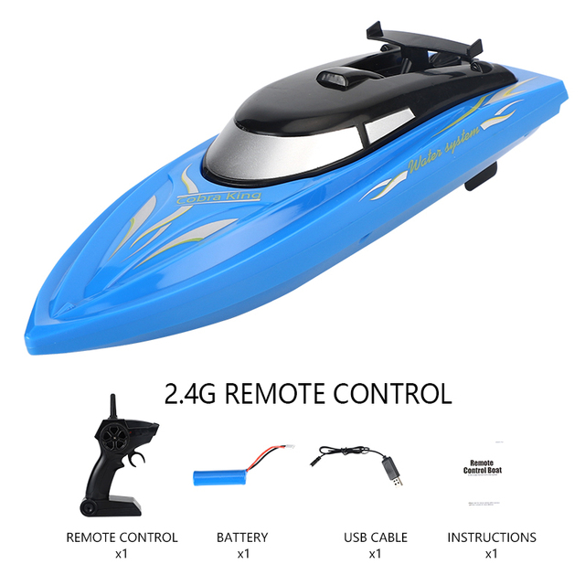 Nowa łódka RC 2.4 GHz, zdalnie sterowana, zabawka motorowa dla dzieci - szybki statek wyścigowy, z akumulatorami - prezent dla dzieci - Wianko - 2