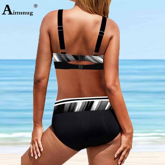 Duży rozmiar Bikini Set Patchwork 4XL/5XL - dwuczęściowy strój kąpielowy Halter Push Up - Sexy Femme stroje kąpielowe 2021 - Wianko - 4