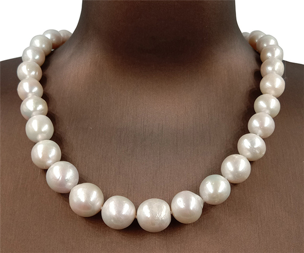 Naszyjnik choker HABITOO z dużymi okrągłymi perłami słodkowodnymi - biżuteria 100% naturalna dla kobiet - Wianko - 1