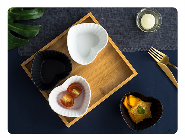 Talerze podzielone na przekąski stylu skandynawskiego z tacą bambusową - ceramiczne talerze z owoce - półmiski na sosy i pistacje - Wianko - 6